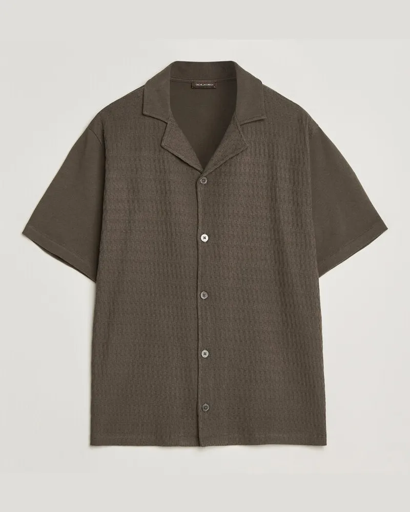 Oscar Jacobson Kirk Knitted Short Sleeve Shirt Green Grün