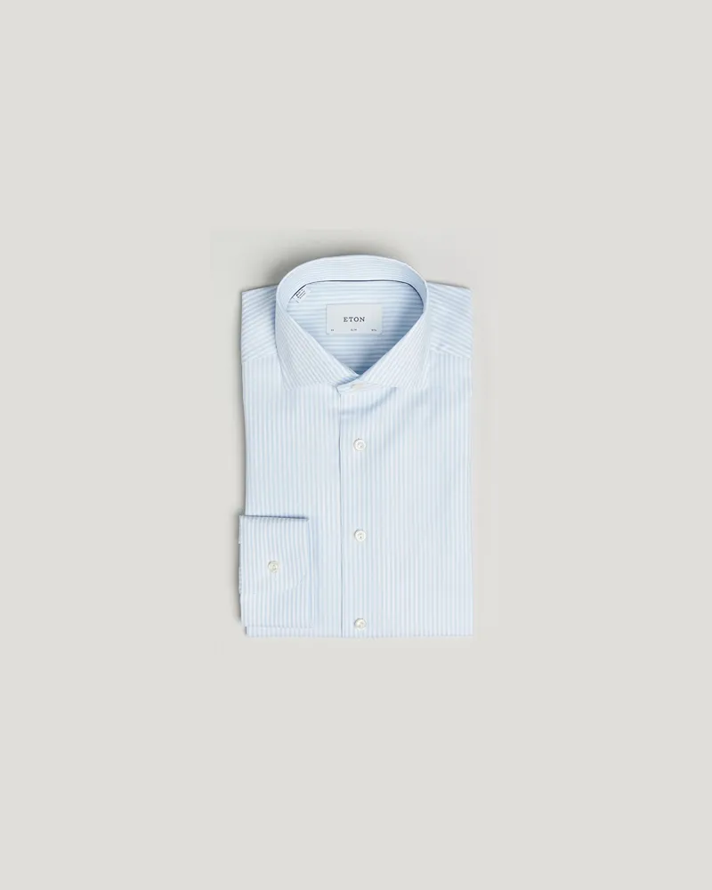 Eton Slim Fit Bengal Striped Oxford Shirt Light Blue Blau