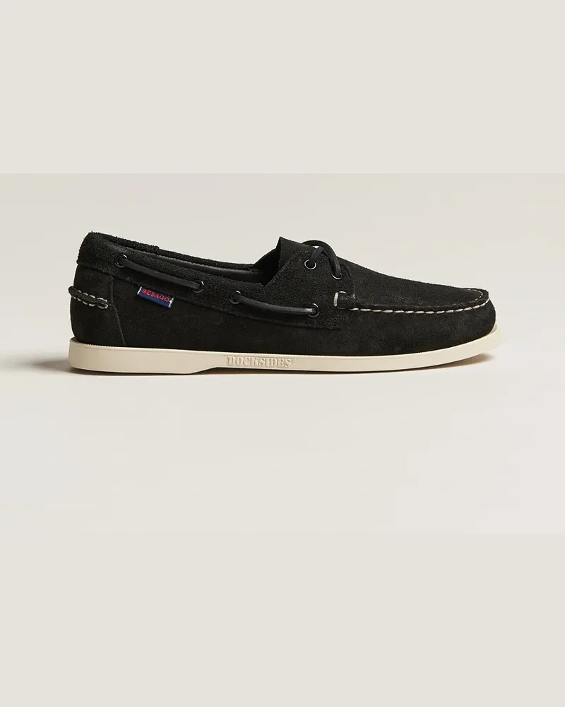 Sebago Docksides Suede Boat Shoe Black Schwarz