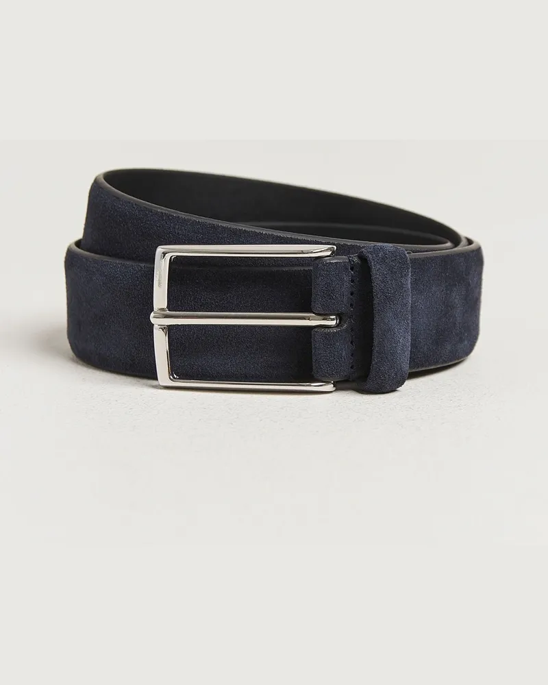 Anderson's Calf Suede 3,5 cm Belt Navy Blau
