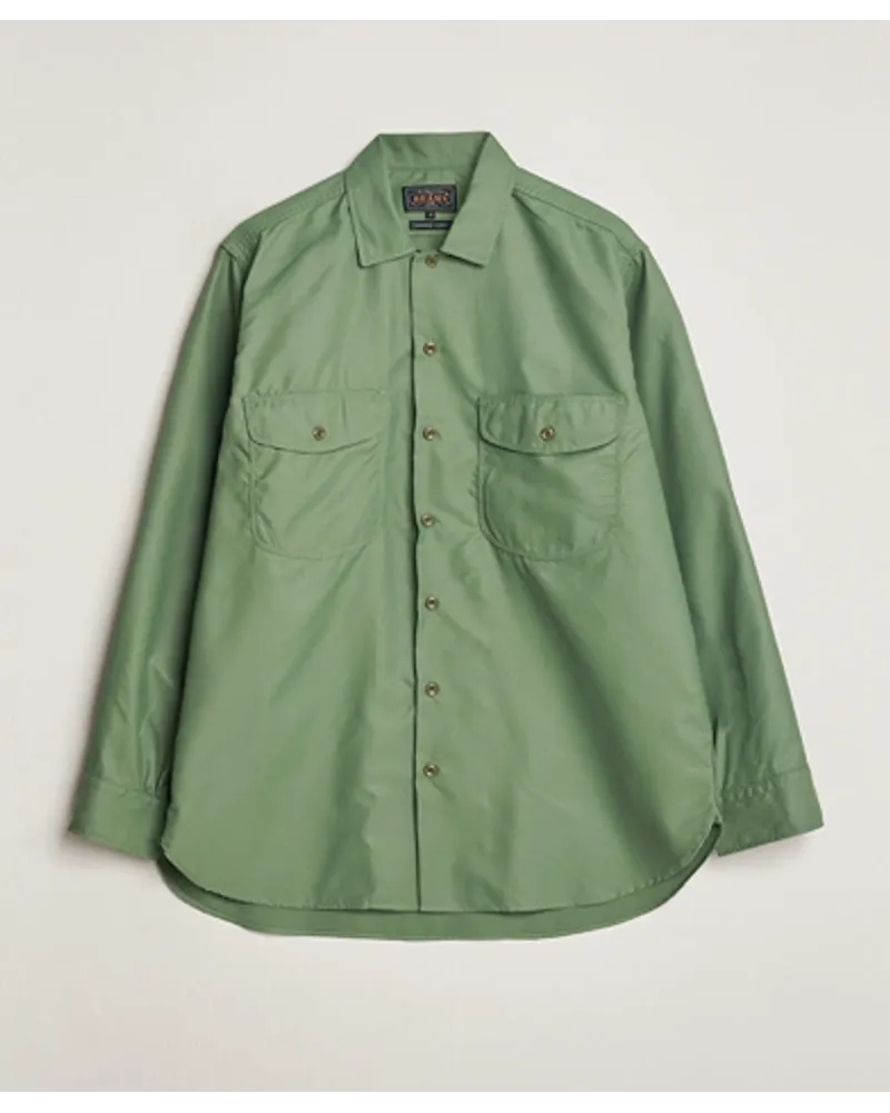 Beams Plus Work Micro Nylon Overshirt Olive Grün