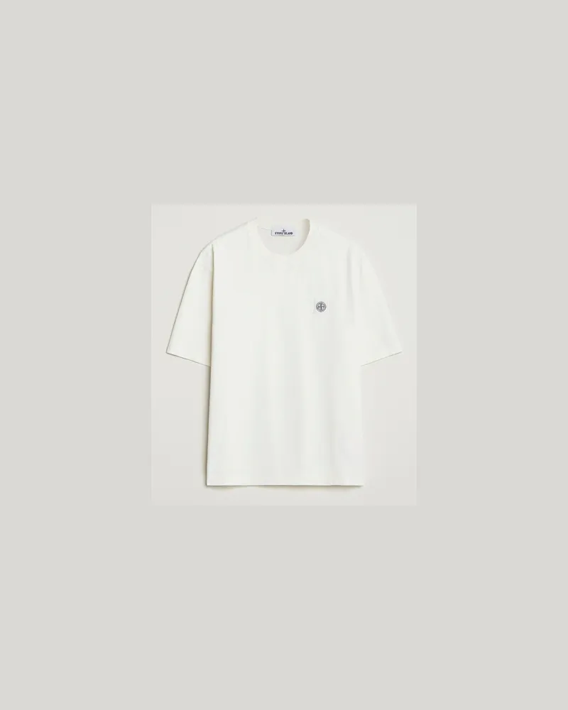 Stone Island Combed Organic Cotton T-Shirt Ivory Weiß
