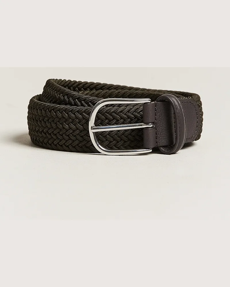 Anderson's Stretch Woven 3,5 cm Belt Green Grün