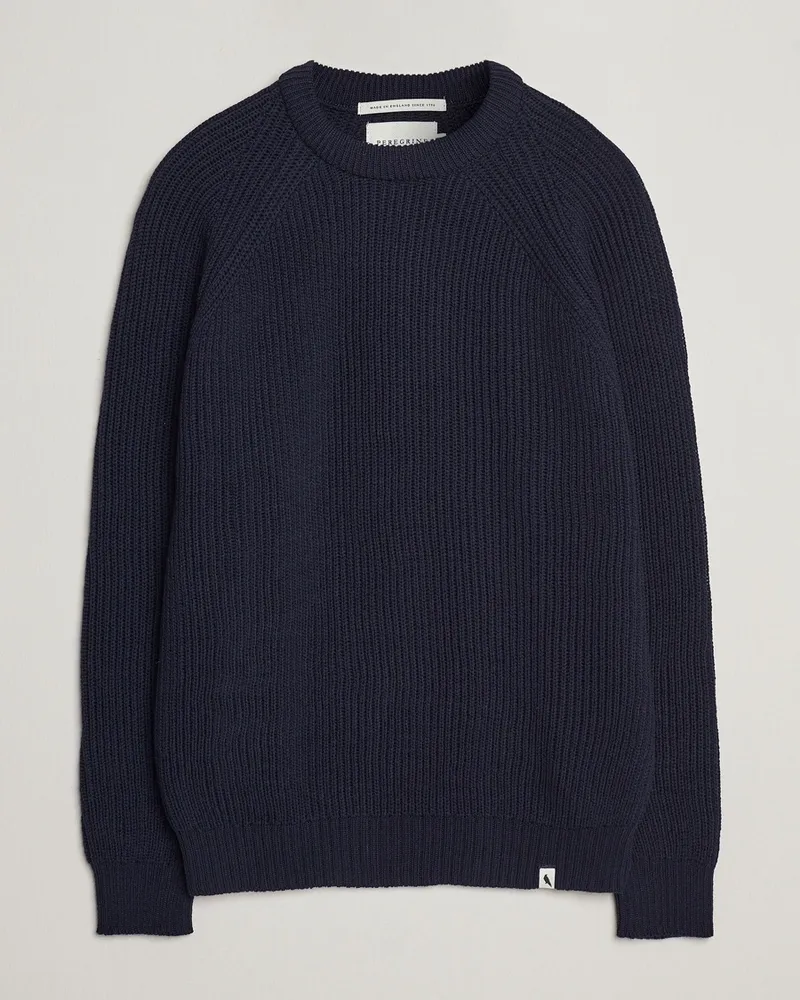 Peregrine Ford Knitted Wool Jumper Navy Blau