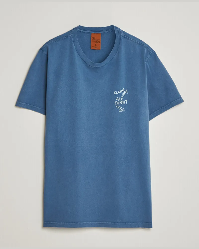 Nudie Jeans Roy OG Line-Up T-Shirt French Blue Blau