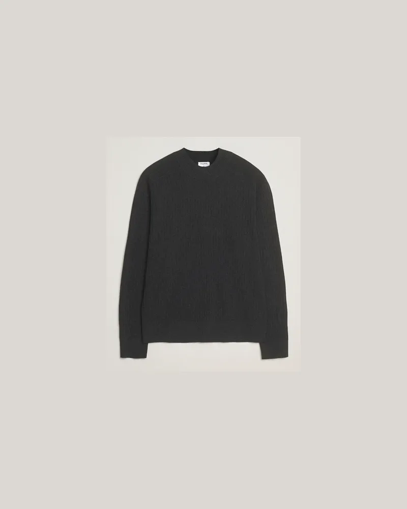 Filippa K Cotton Merino Knitted Mock Neck Sweater Anthracite Melange Grau