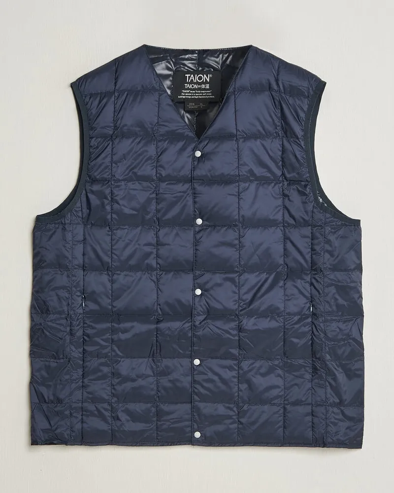 TAION V-Neck Lightweight Down Vest Dark Navy Blau