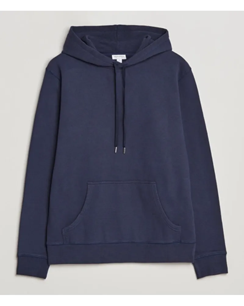 Sunspel Loopback Hoodie Navy Blau