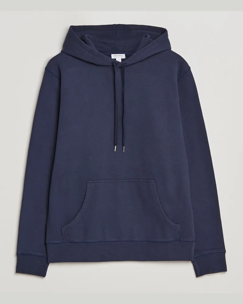 Sunspel Loopback Hoodie Navy Blau