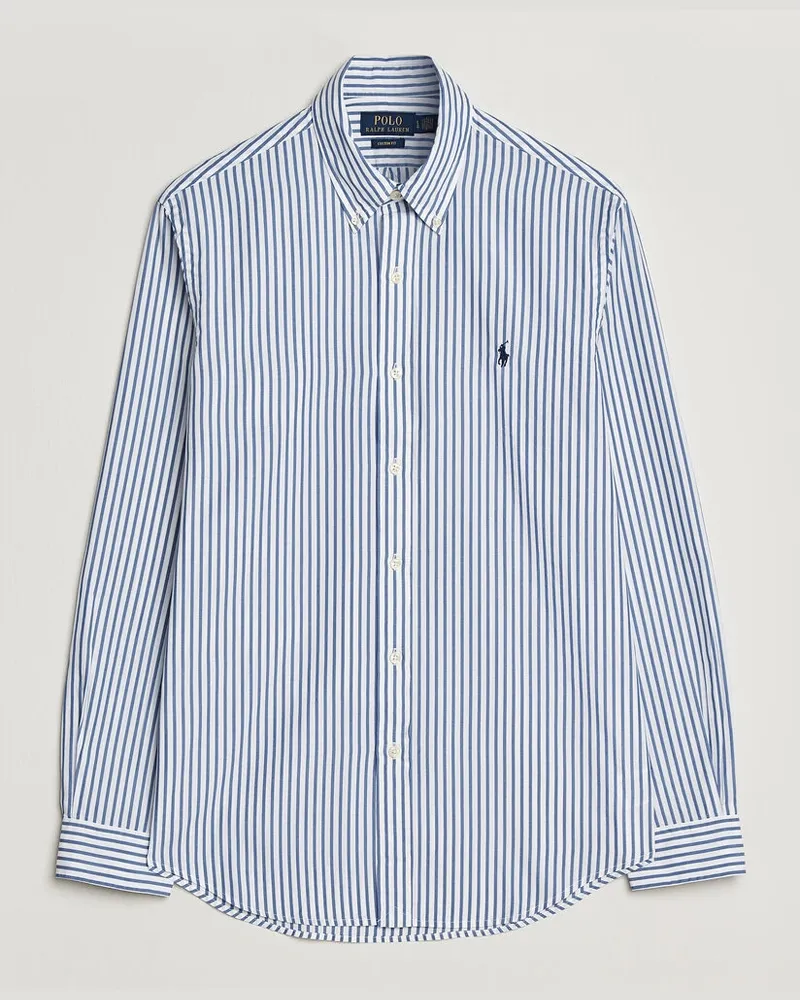 Ralph Lauren Custom Fit Poplin Striped Shirt Blue Blau