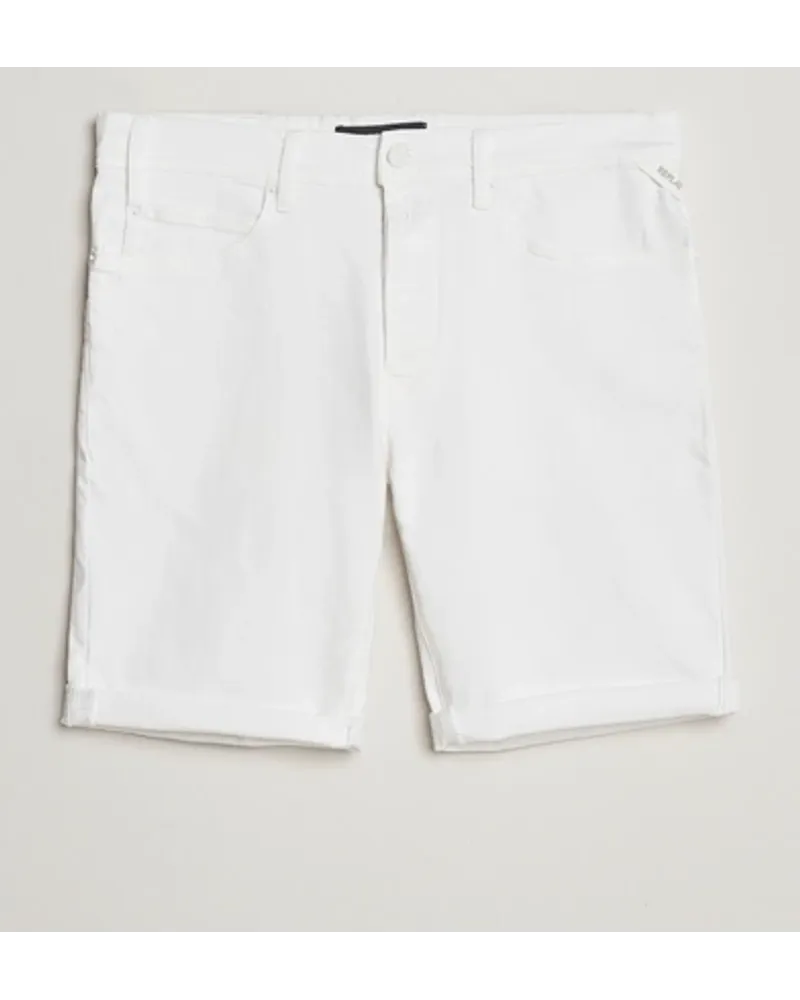 Replay RBJ981 Super Stretch Denim Shorts White Weiß