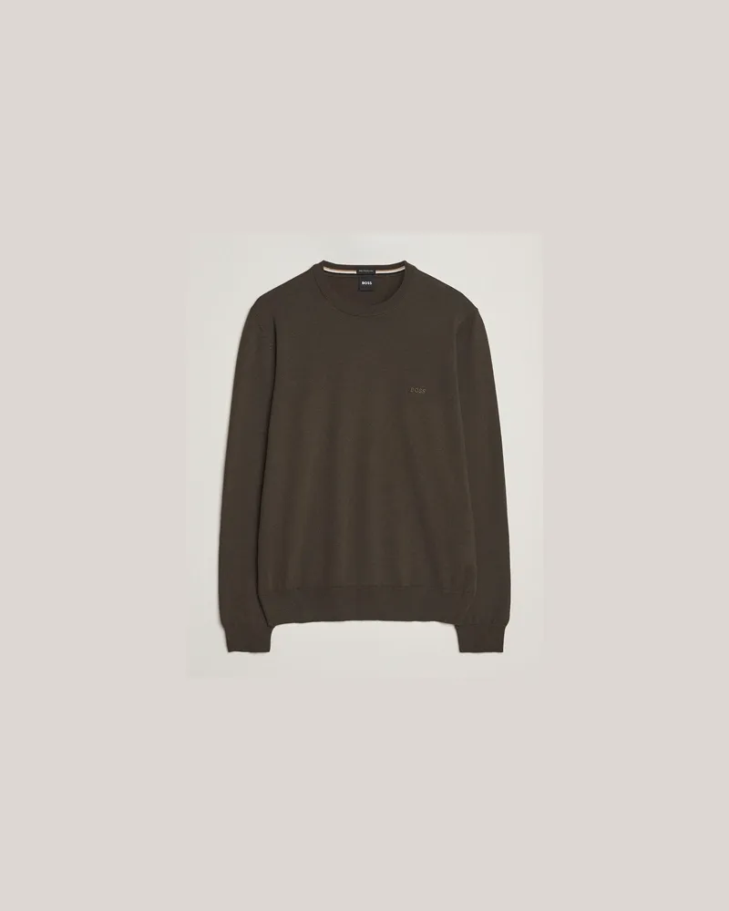 HUGO BOSS BOSS BLACK Botto Merino Knitted Pullover Open Green Grün