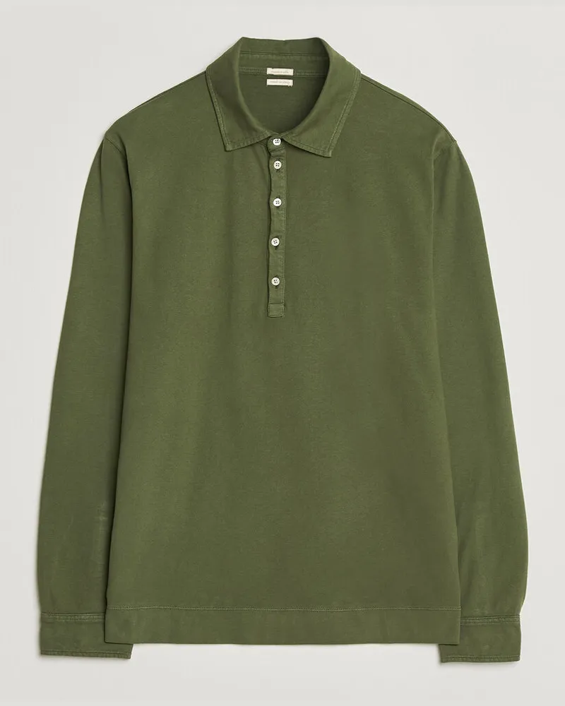 Massimo Alba Raya Long Sleeve Polo Moss Green Grün