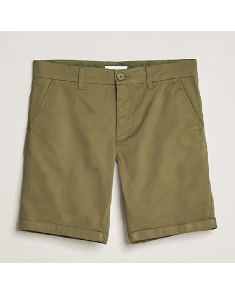 Knowledge Cotton Apparel Regular Chino Poplin Shorts Burned Olive Grün