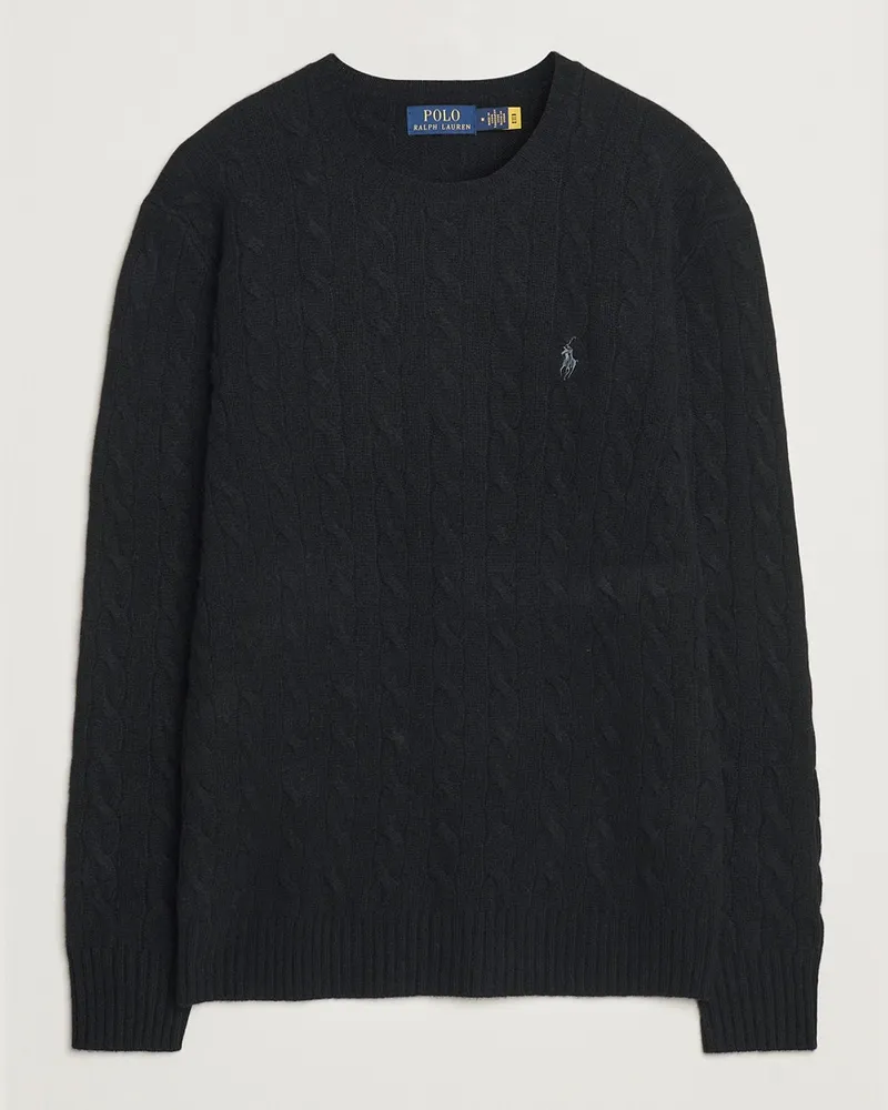 Ralph Lauren Wool/Cashmere Cable Crew Neck Polo Black Schwarz