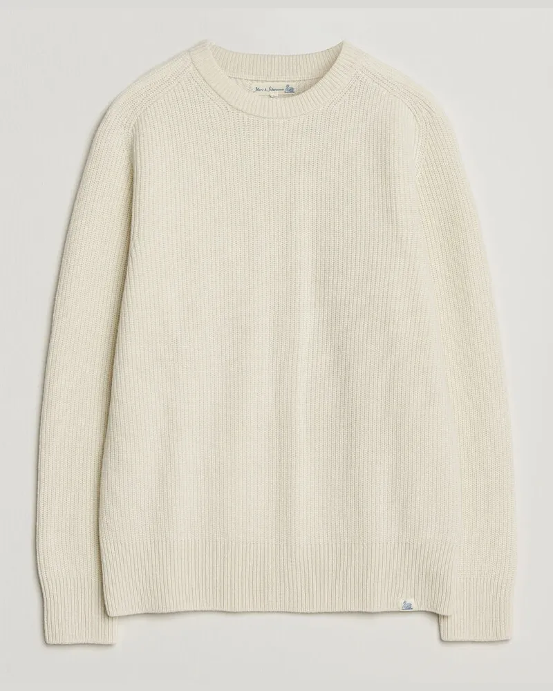 Merz b. Schwanen Merino/Cashmere Knitted Sweater Nature Weiß