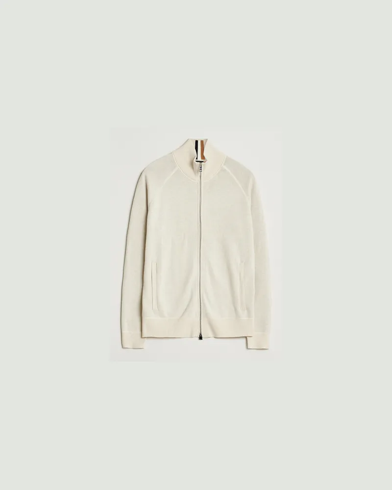 HUGO BOSS Idino Knitted Full Zip Open White Weiß