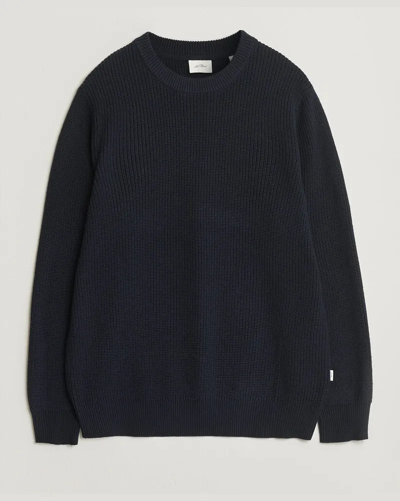 LES DEUX Garry Rib Crew Neck Knit Dark Navy Blau