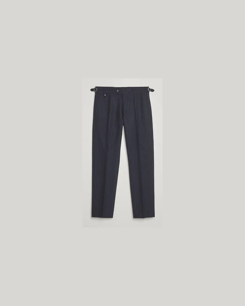 Tiger of Sweden Tense Wool Pleated Pinstriped Trousers Blue Function Blau