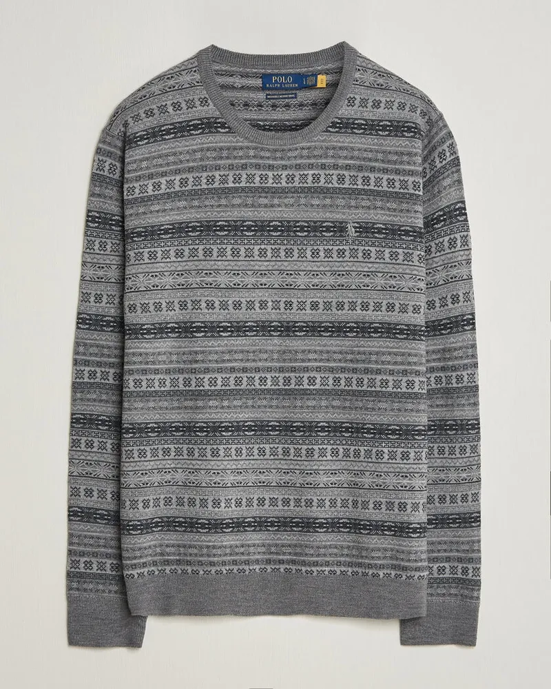Ralph Lauren Fair Isle Merino Sweater Grey Combo Grau
