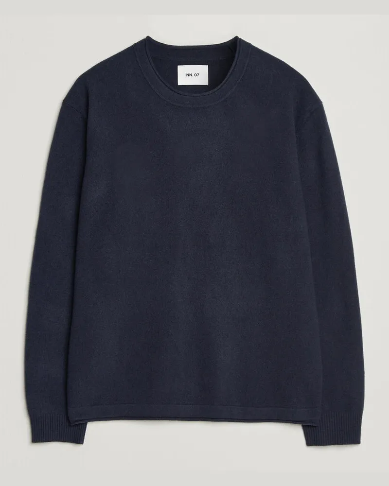 NN 07 Sammy Wool Knitted Sweater Navy Melange Blau