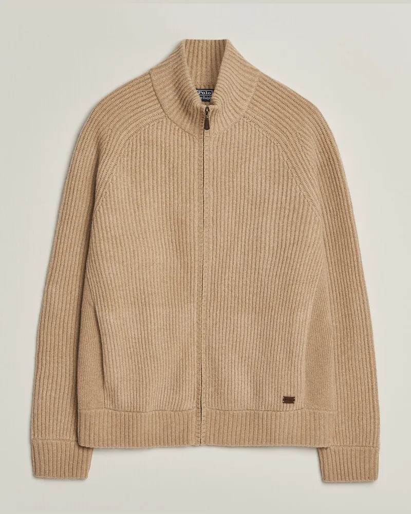 Ralph Lauren Wool/Cashmere Full-Zip Camel Melange Beige