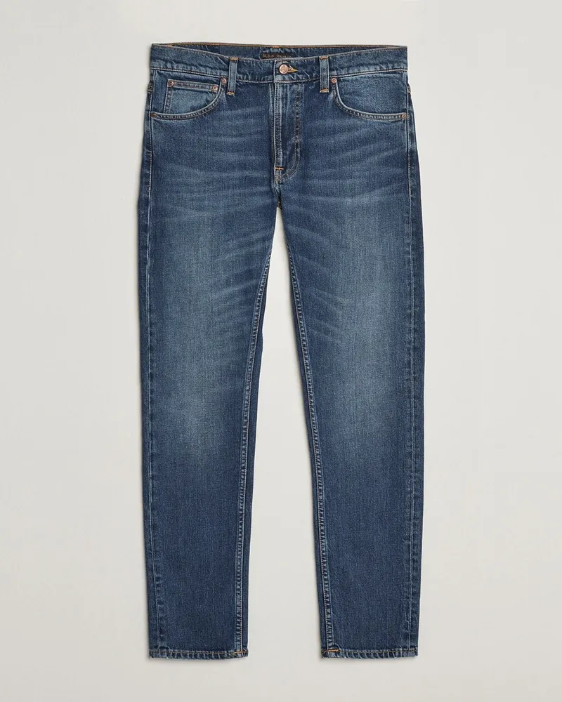 Nudie Jeans Lean Dean Jeans Troubled Sea Blau