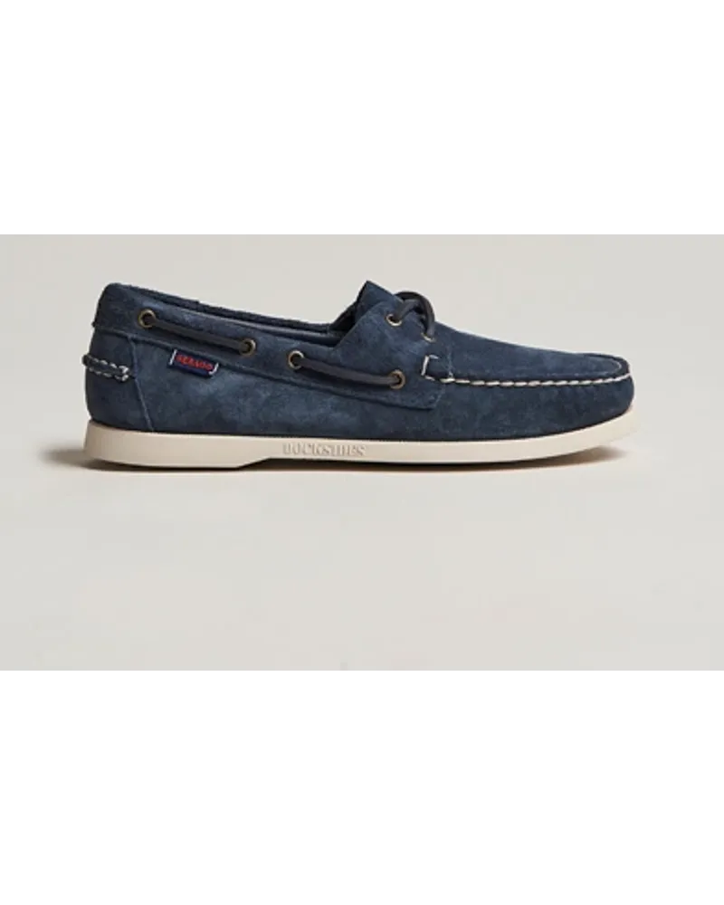 Sebago Docksides Suede Boat Shoe Blue Navy Blau