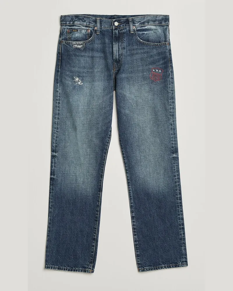 Ralph Lauren Straight Fit Rigid Denim Jeans Rhinebeck Blau