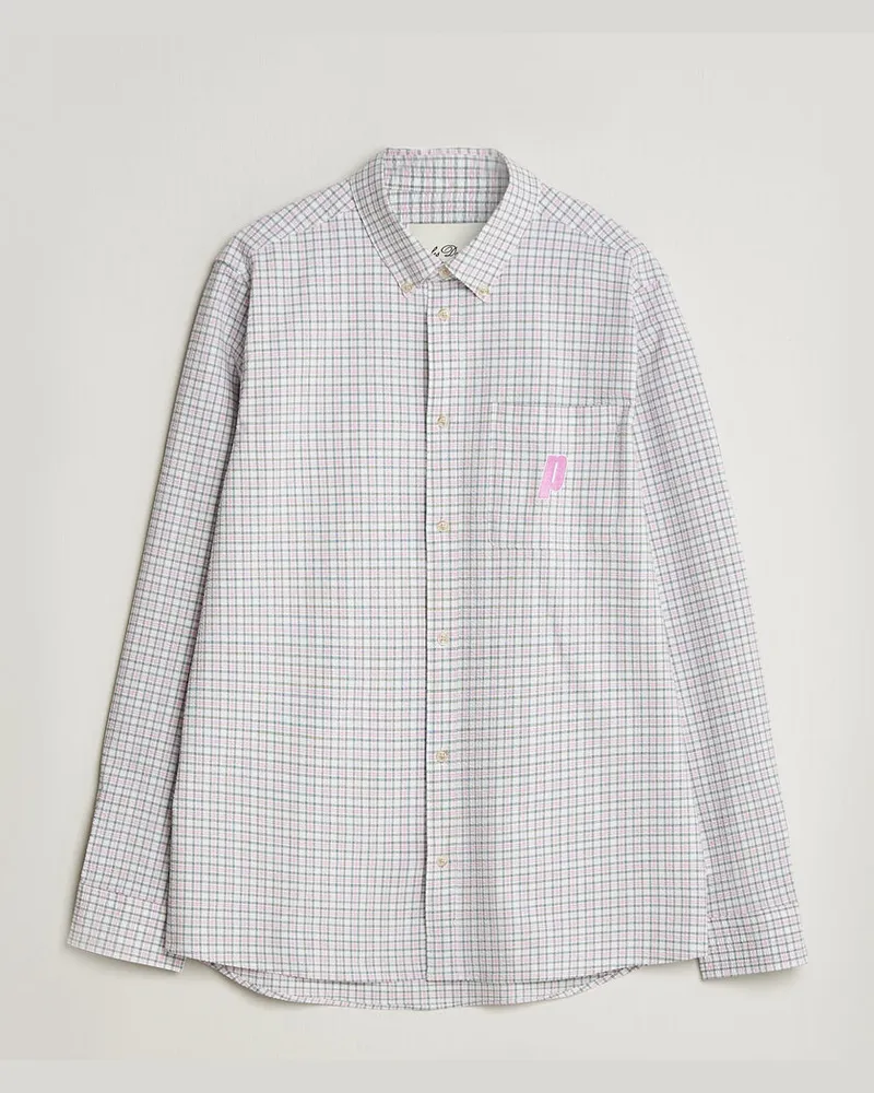 LES DEUX Prince Seersucker Check Shirt Ivory Weiß