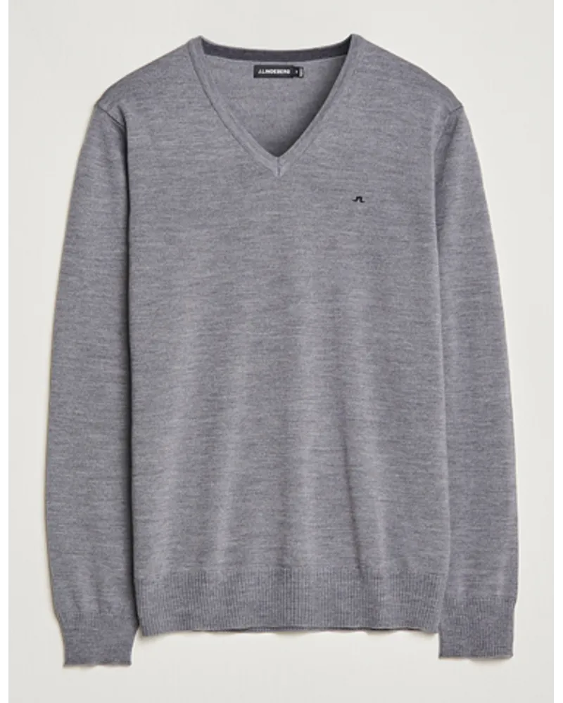 J.Lindeberg Lymann True Merino V-Neck Pullover Grey Grau