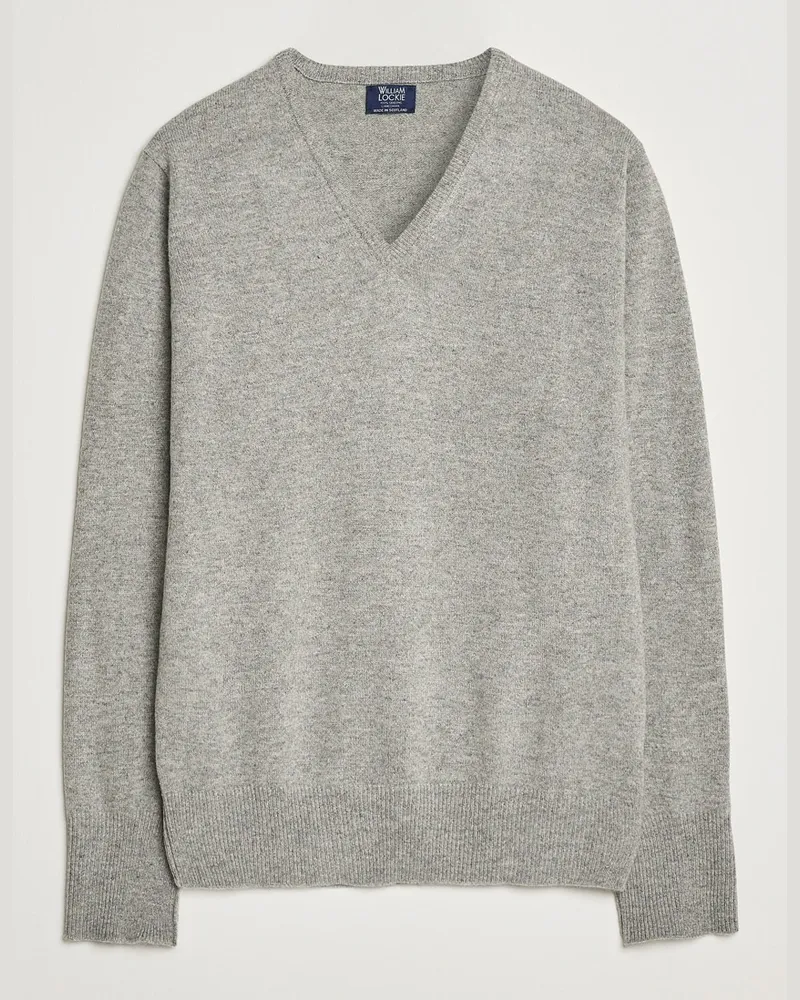 William Lockie Rob Lambswool V-Neck Flannel Grau