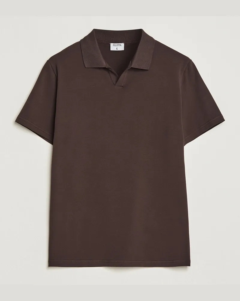 Filippa K Soft Lycra Polo T-Shirt Dark Chocolate Braun