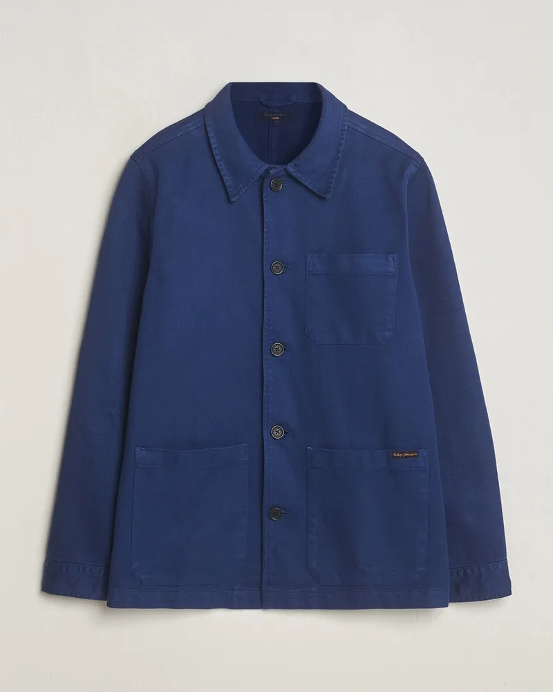 Nudie Jeans Barney Worker Overshirt Mid Blue Blau