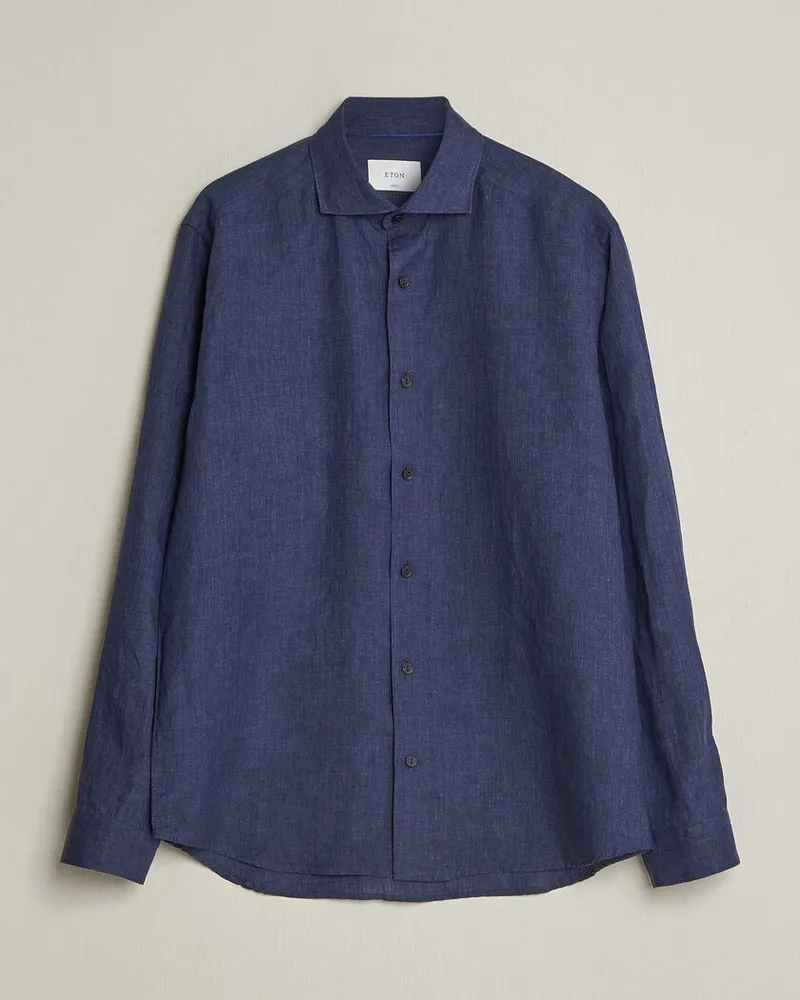 Eton Casual Fit Linen Shirt Navy Blue Blau