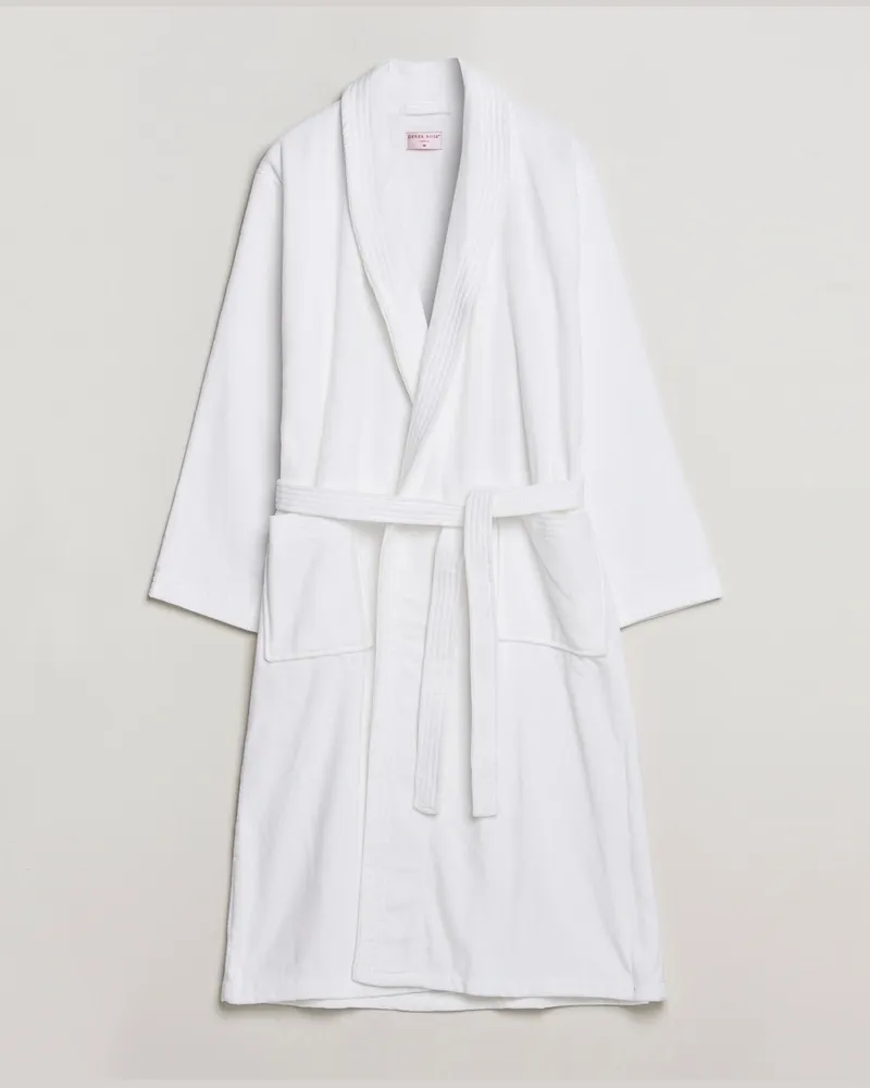 Derek Rose Cotton Velour Gown White Weiß