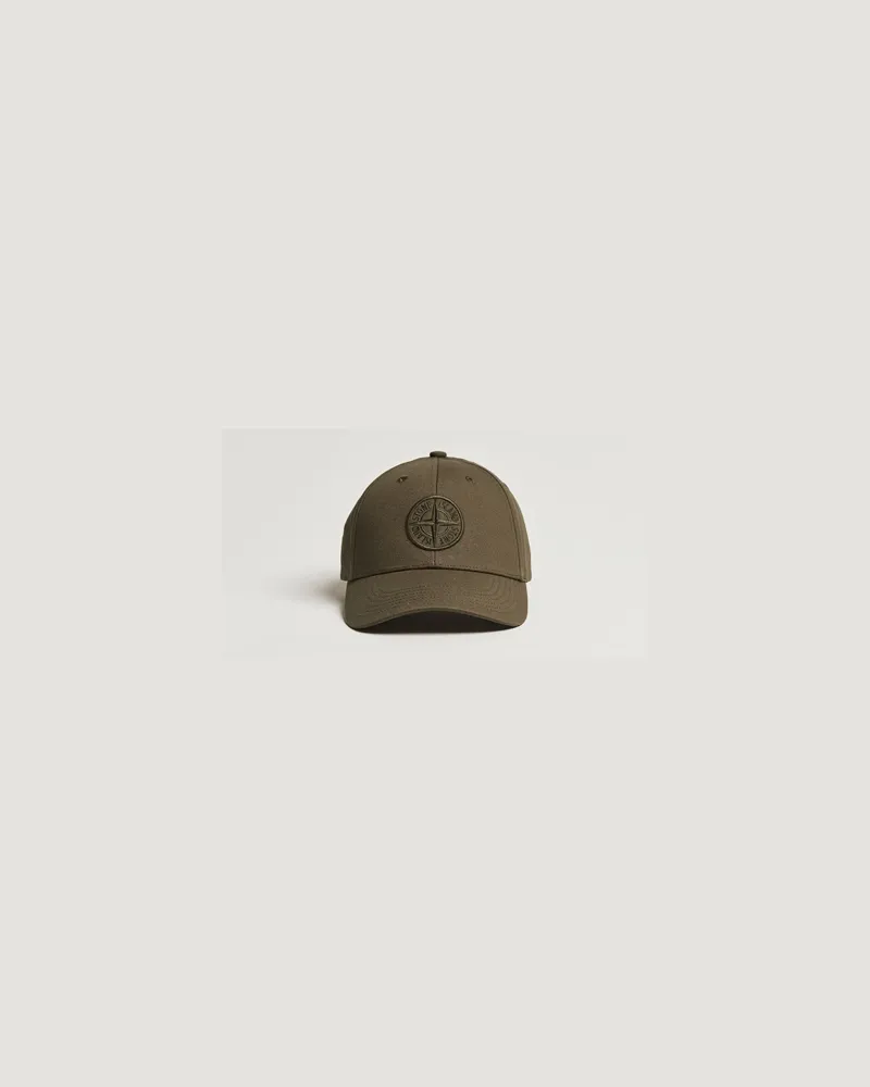 Stone Island Baumwoll Rep Logo Cap Military Green Grün