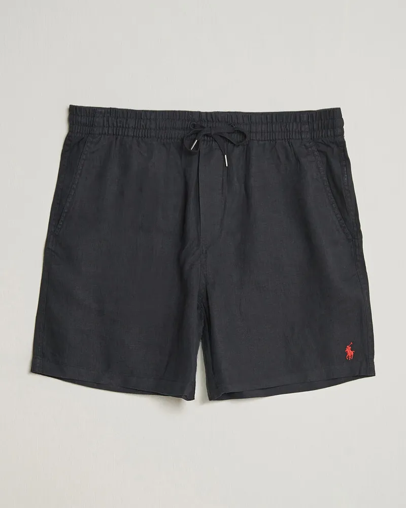 Ralph Lauren Dyed Linen Shorts Polo Black Schwarz