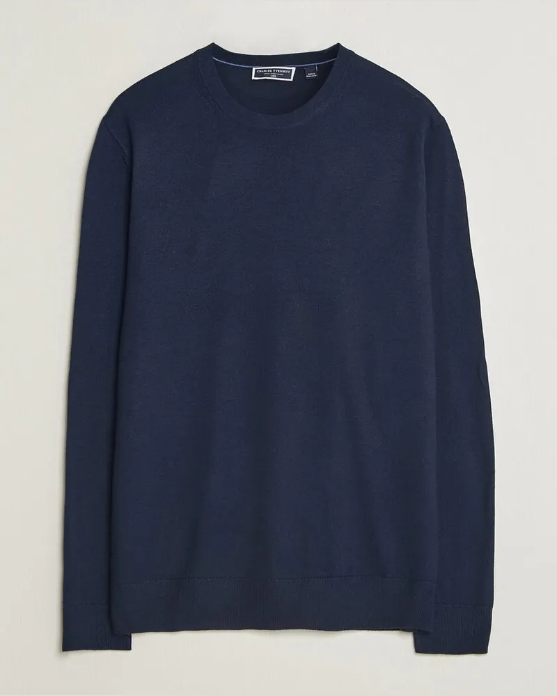 Charles Tyrwhitt Pure Merino Crew Neck Jumper Navy Blau