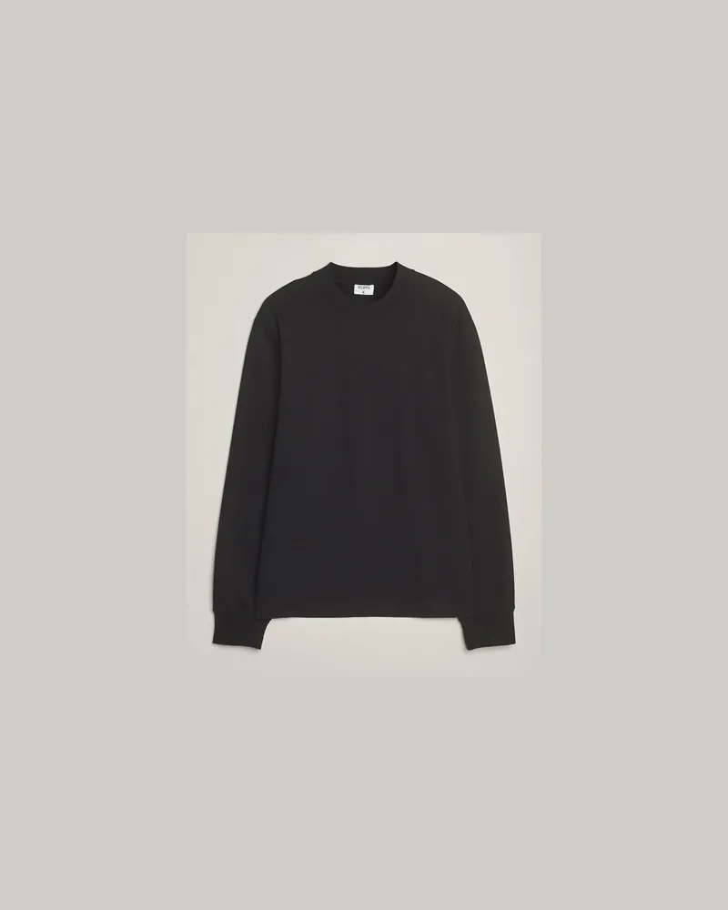 Filippa K Heavy Cotton Mock Neck Long Sleeve T-Shirt Black Schwarz