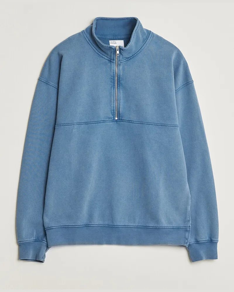 COLORFUL STANDARD Classic Organic Half-Zip Faded Indigo Blau
