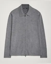 J.Lindeberg Kaleb Merino Zip Cardigan Mid Grey Melange Grau