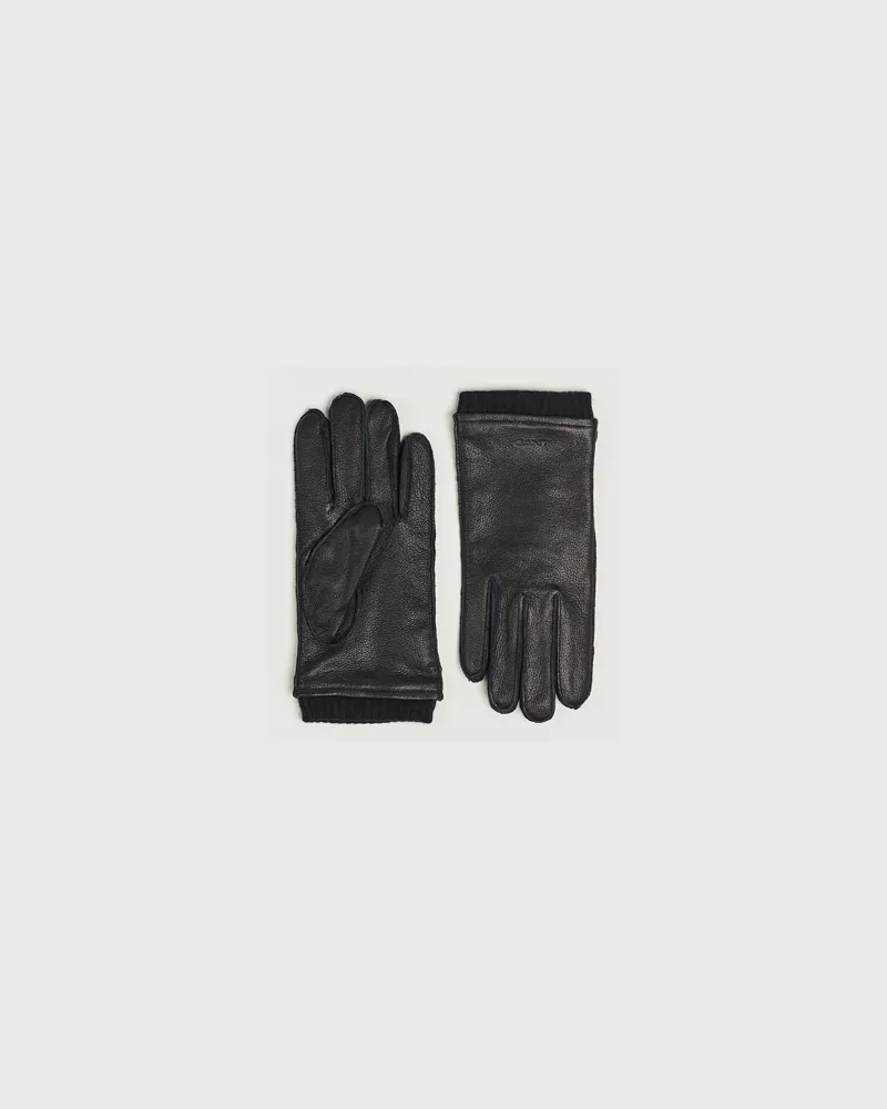 Gant Cashmere Lined Leder Gloves Black Schwarz