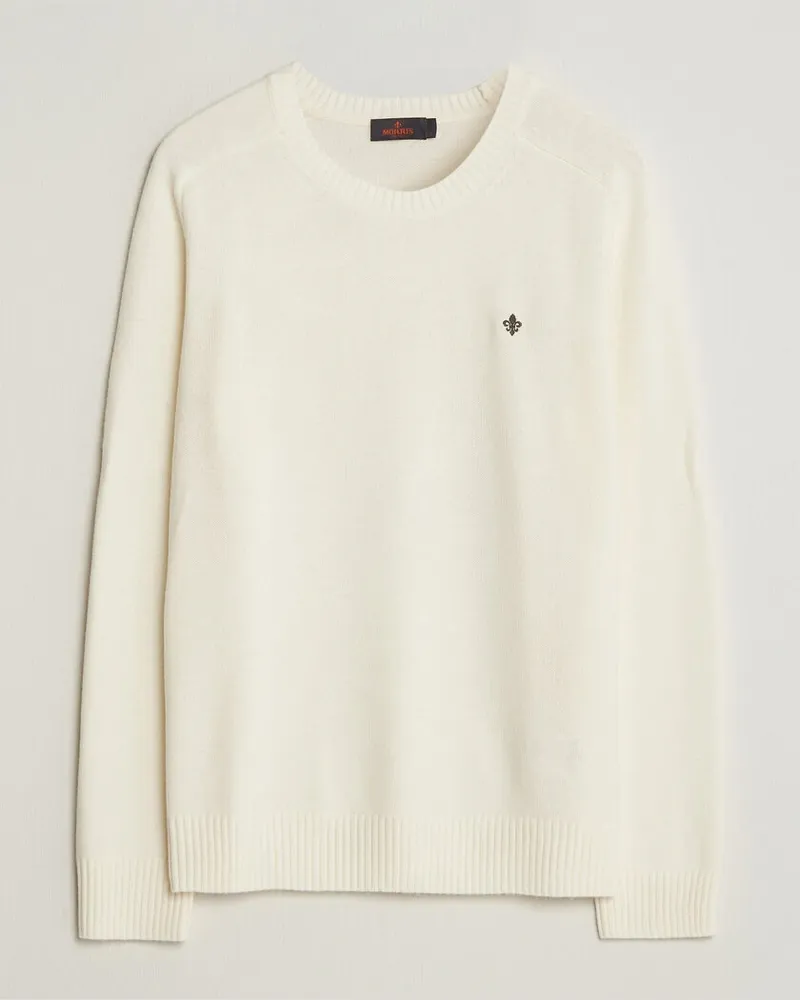 Morris Hertford Lambswool Crew Neck Off White Weiß