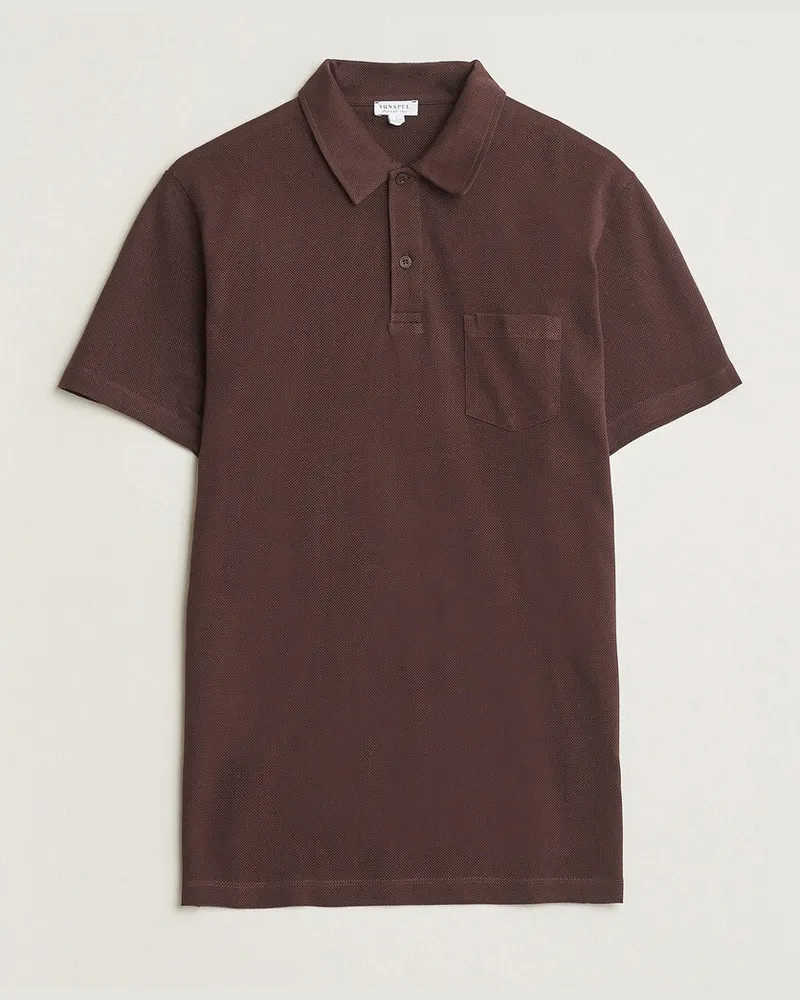 Sunspel Riviera Polo Shirt Dark Brown Braun