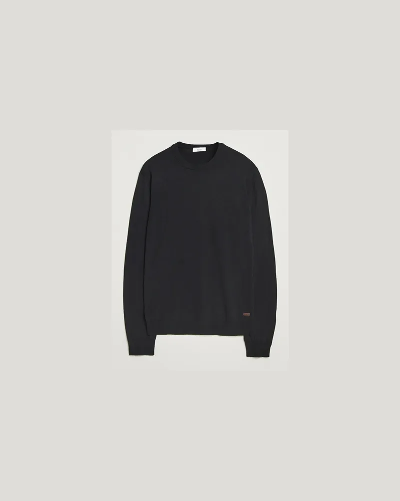 Eton Merino Knitted Crew Neck Black Schwarz
