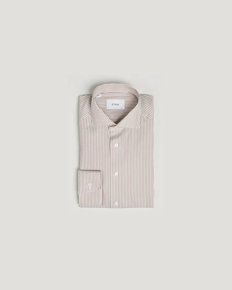 Eton Slim Fit Bengal Striped Oxford Shirt Beige Beige