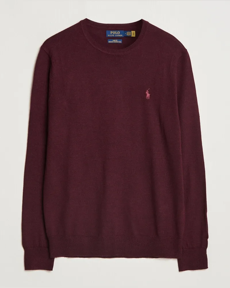 Ralph Lauren Merino Crew Neck Pullover Aged Wine Heather Rot