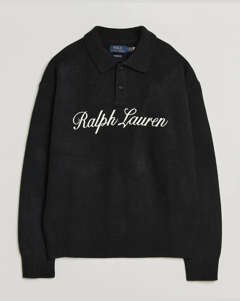Ralph Lauren Wool/Alpaca Rugby Sweater Polo Black Schwarz