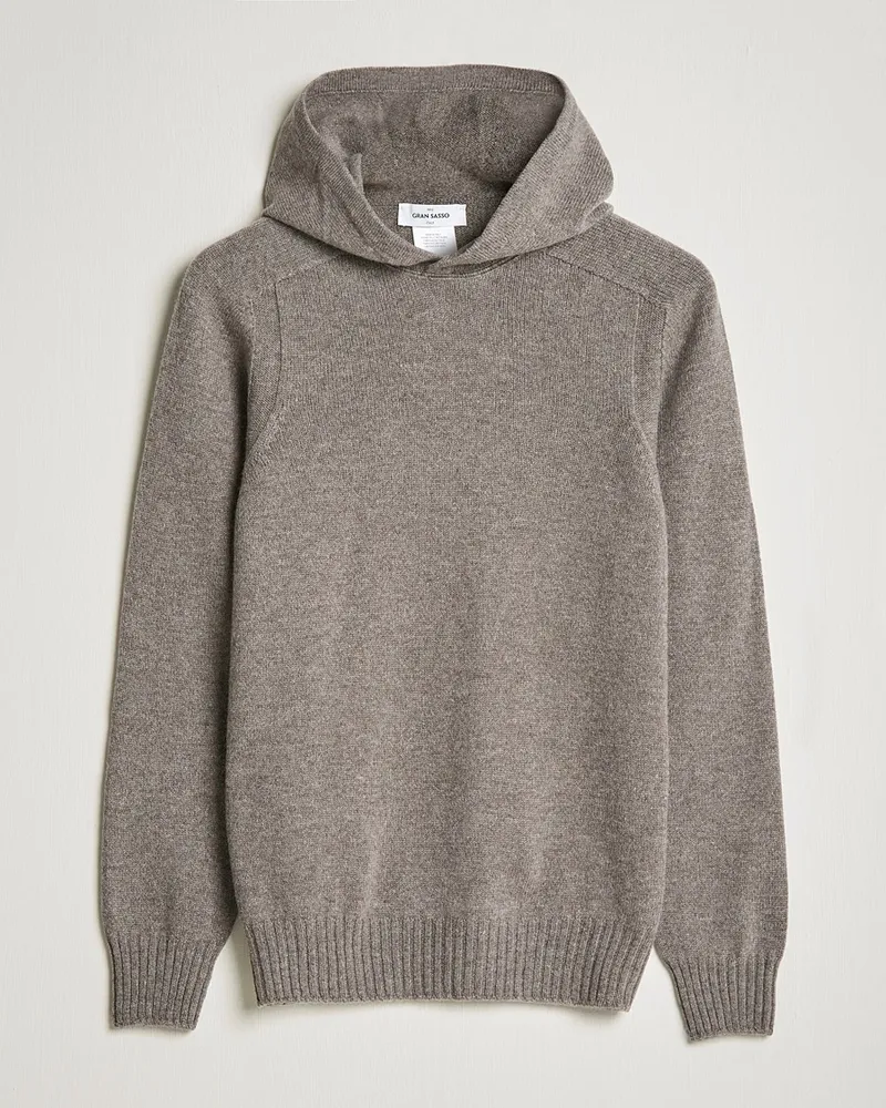 Gran Sasso Wool Hoodie Taupe Melange Beige